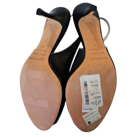 Brunomagli Italian Leather Black & White Cut-Out Ladies Heels Sz 6 - Picture 8 of 9